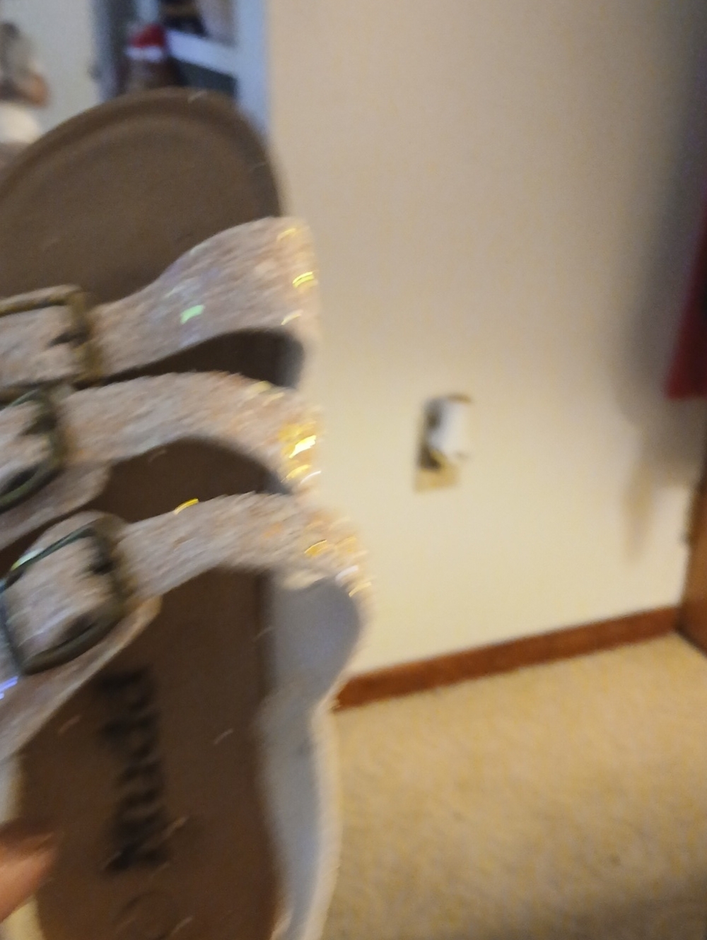 Sparkly White Triple-Strap Slide Sandals Mudd Little Girls Size 1